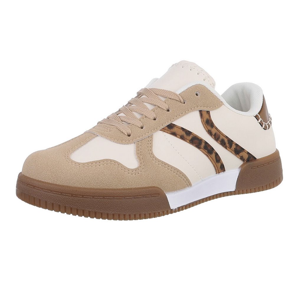 Ital-Design Damen Low-Top Freizeit Sneaker (88828596) Flach Sneakers Low in Hellbraun