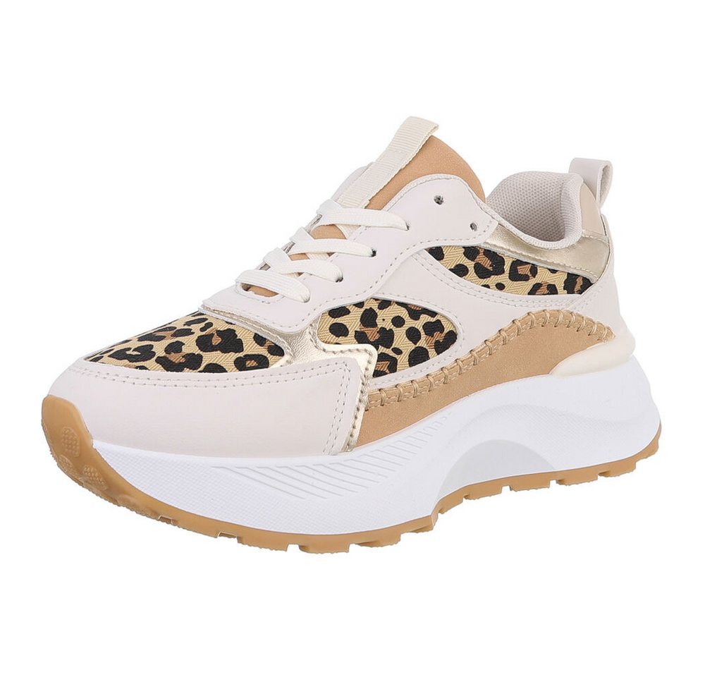 Ital-Design Damen Low-Top Freizeit Sneaker (88828615) Keilabsatz/Wedge Sneakers Low in Beige