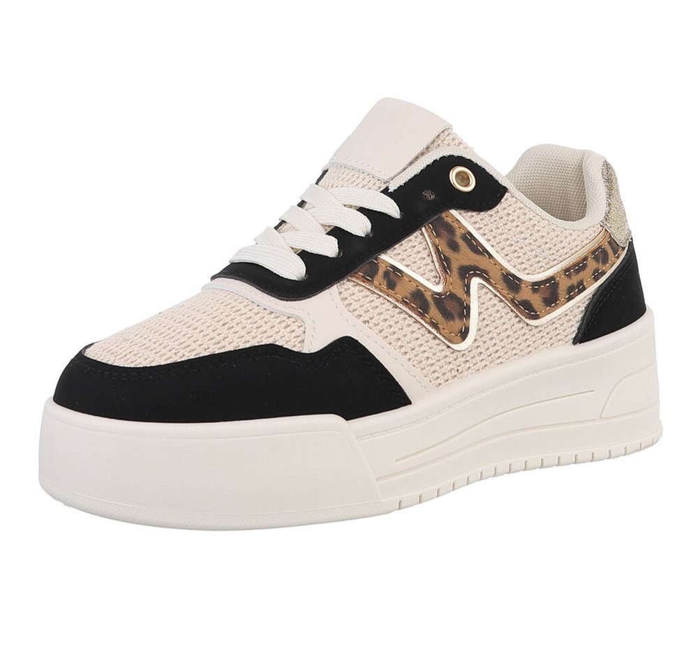 Ital-Design Damen Low-Top Freizeit Sneaker (88828641) Keilabsatz/Wedge Sneakers Low in Beige