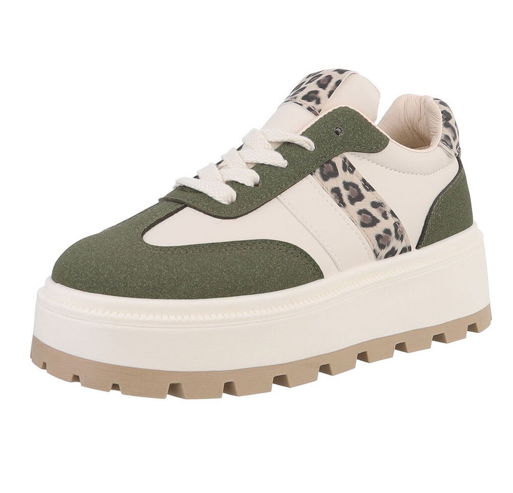 Ital-Design Damen Low-Top Freizeit Sneaker (88828655) Keilabsatz/Wedge Sneakers Low in Grün