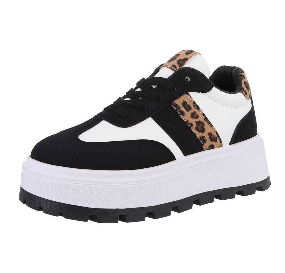 Ital-Design Damen Low-Top Freizeit Sneaker (88828663) Keilabsatz/Wedge Sneakers Low in Schwarz