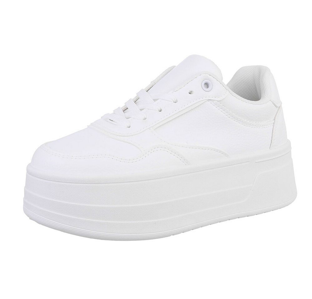 Ital-Design Damen Low-Top Freizeit Sneaker (88828676) Keilabsatz/Wedge Sneakers Low in Weiß