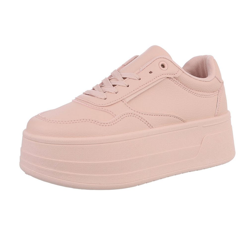 Ital-Design Damen Low-Top Freizeit Sneaker (88828680) Keilabsatz/Wedge Sneakers Low in Altrosa