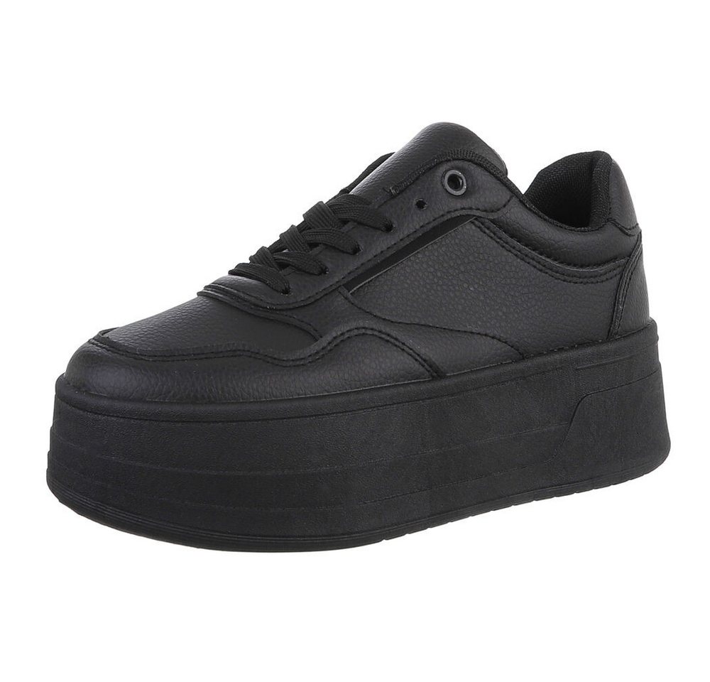 Ital-Design Damen Low-Top Freizeit Sneaker (88828686) Keilabsatz/Wedge Sneakers Low in Schwarz