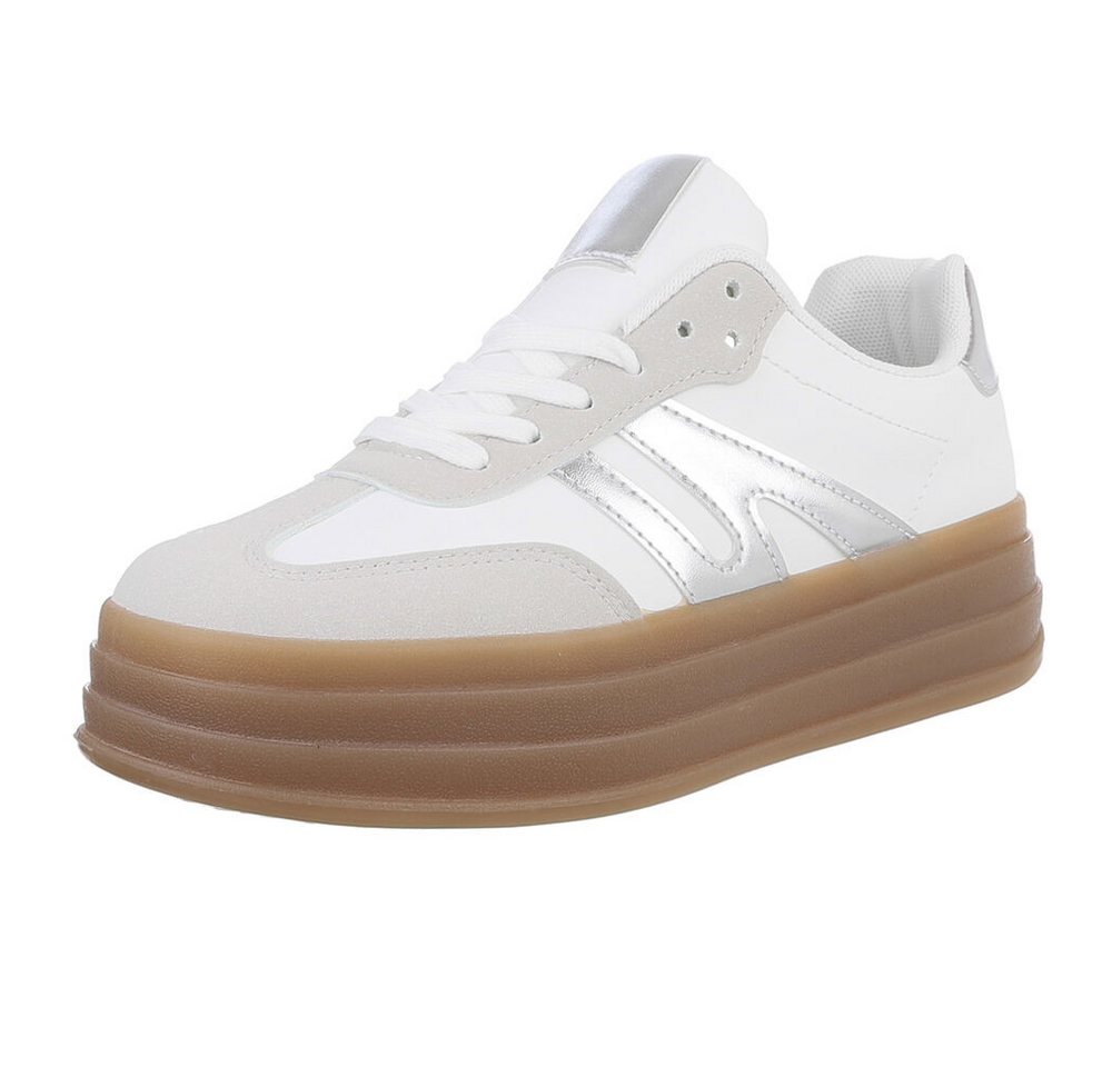 Ital-Design Damen Low-Top Freizeit Sneaker (88843356) Keilabsatz/Wedge Sneakers Low in Weiß