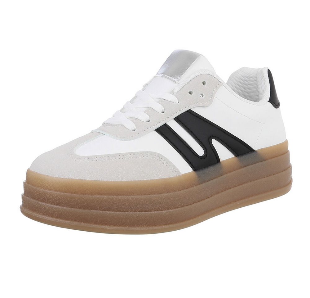 Ital-Design Damen Low-Top Freizeit Sneaker (88843367) Keilabsatz/Wedge Sneakers Low in Weiß
