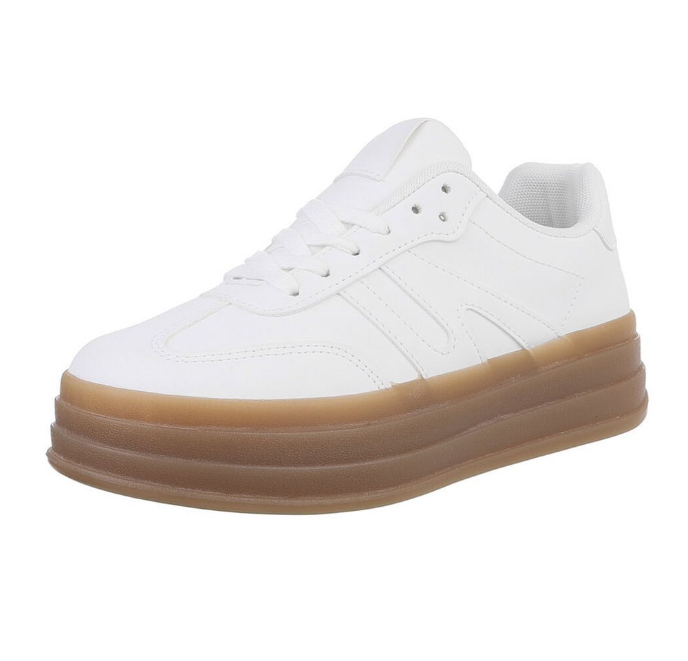 Ital-Design Damen Low-Top Freizeit Sneaker (88843372) Keilabsatz/Wedge Sneakers Low in Weiß