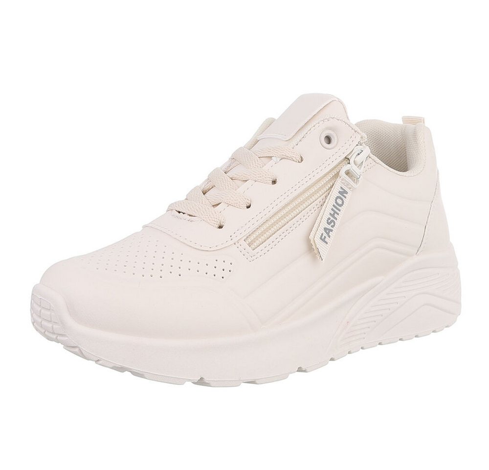 Ital-Design Damen Low-Top Freizeit Sneaker (88843403) Keilabsatz/Wedge Sneakers Low in Beige
