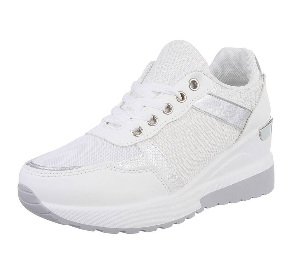 Ital-Design Damen Low-Top Freizeit Sneaker (88843434) Keilabsatz/Wedge Sneakers Low in Weiß