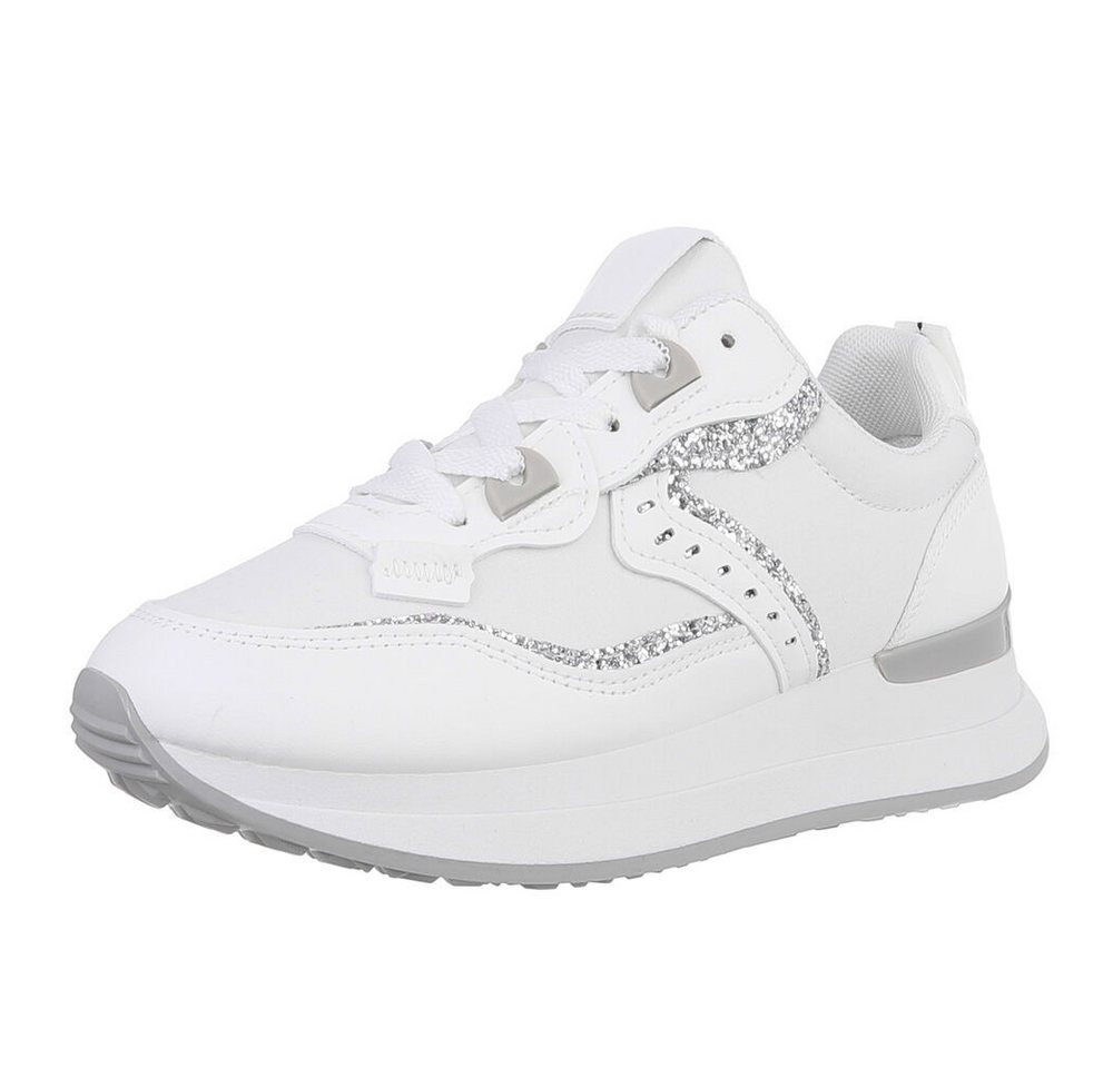 Ital-Design Damen Low-Top Freizeit Sneaker (88930186) Keilabsatz/Wedge Sneakers Low in Weiß