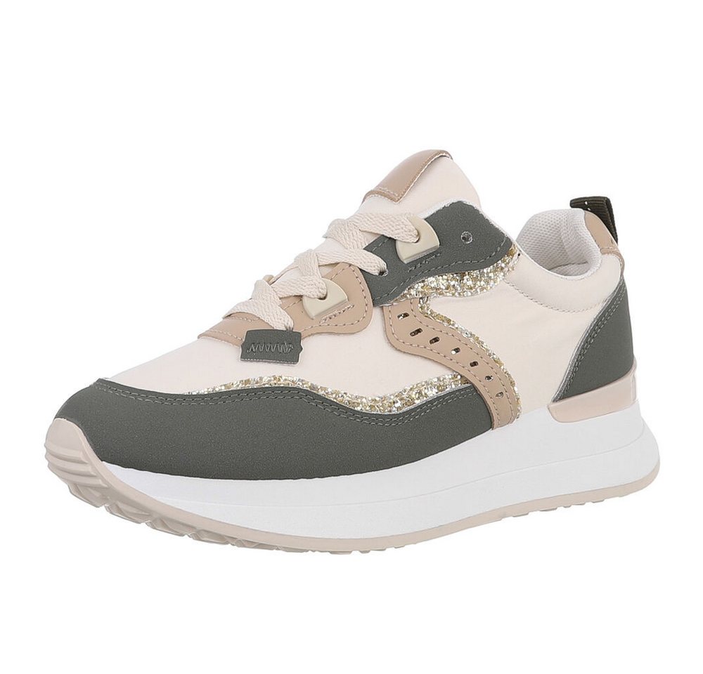 Ital-Design Damen Low-Top Freizeit Sneaker (88930196) Keilabsatz/Wedge Sneakers Low in Grün