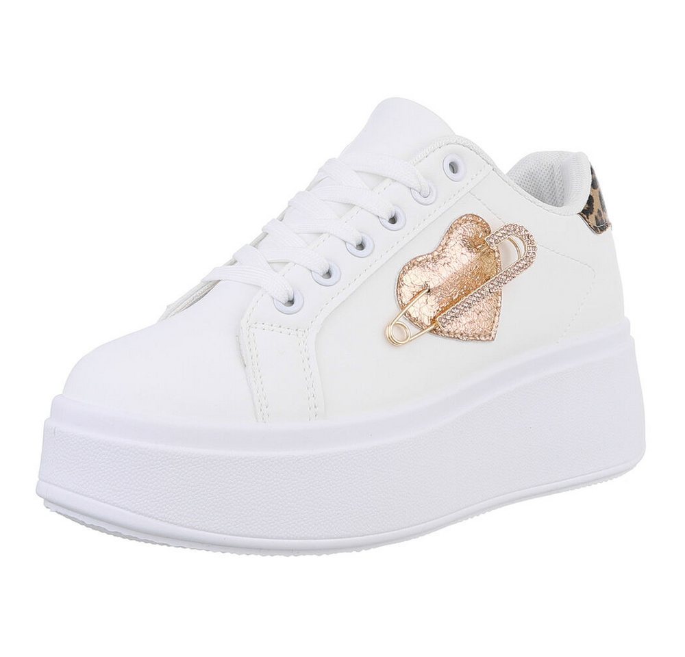 Ital-Design Damen Low-Top Freizeit Sneaker (88930475) Keilabsatz/Wedge Sneakers Low in Weiß