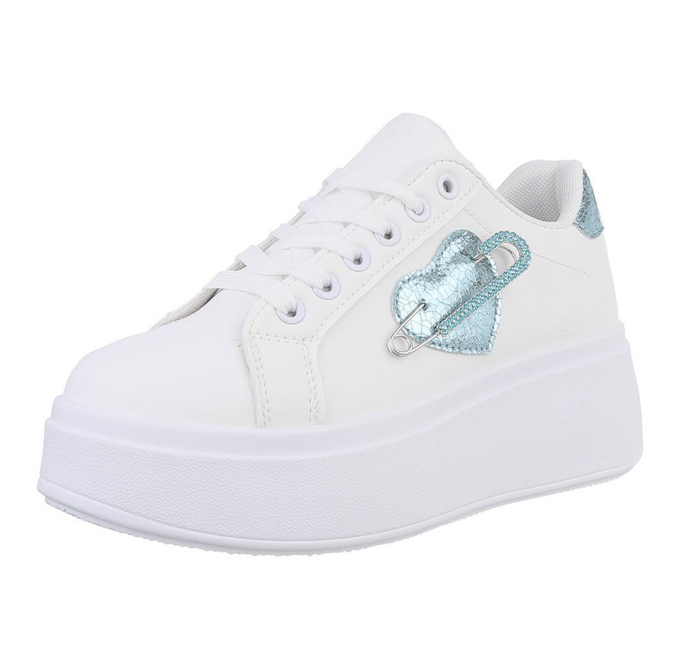 Ital-Design Damen Low-Top Freizeit Sneaker (88930487) Keilabsatz/Wedge Sneakers Low in Weiß