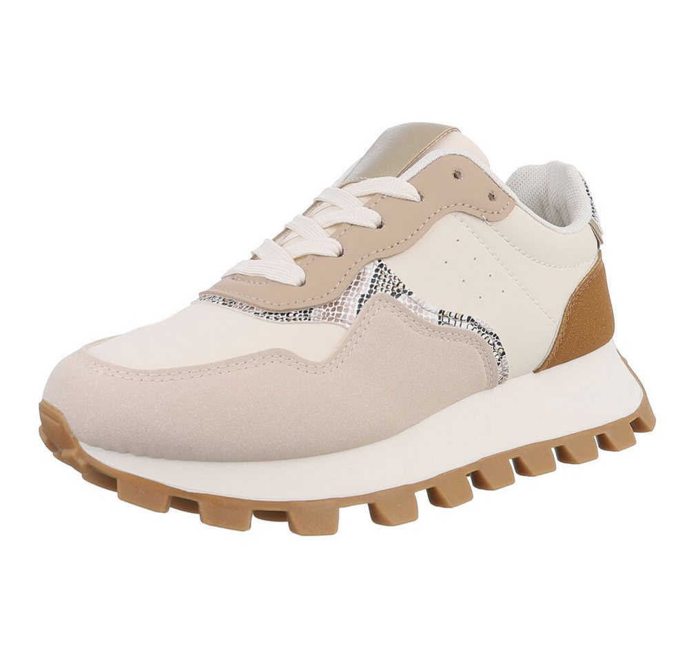 Ital-Design Damen Low-Top Freizeit Sneaker (88930539) Keilabsatz/Wedge Sneakers Low in Beige