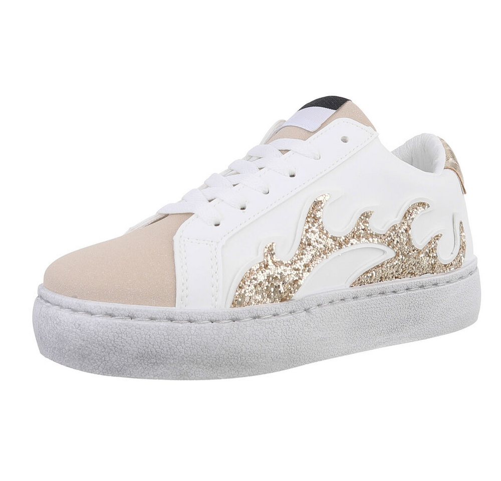 Ital-Design Damen Low-Top Freizeit Sneaker (88930545) Flach Sneakers Low in Weiß