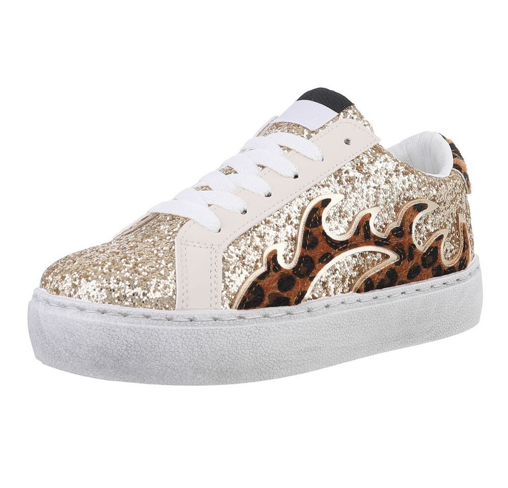 Ital-Design Damen Low-Top Freizeit Sneaker (88930559) Flach Sneakers Low in Gold