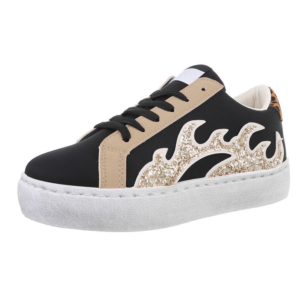 Ital-Design Damen Low-Top Freizeit Sneaker (88930567) Flach Sneakers Low in Schwarz