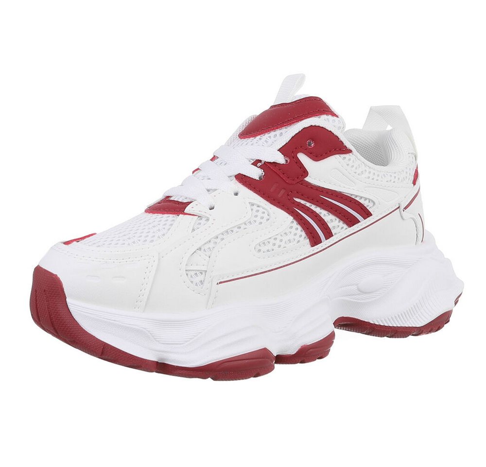 Ital-Design Damen Low-Top Freizeit Sneaker (88930570) Keilabsatz/Wedge Sneakers Low in Weiß