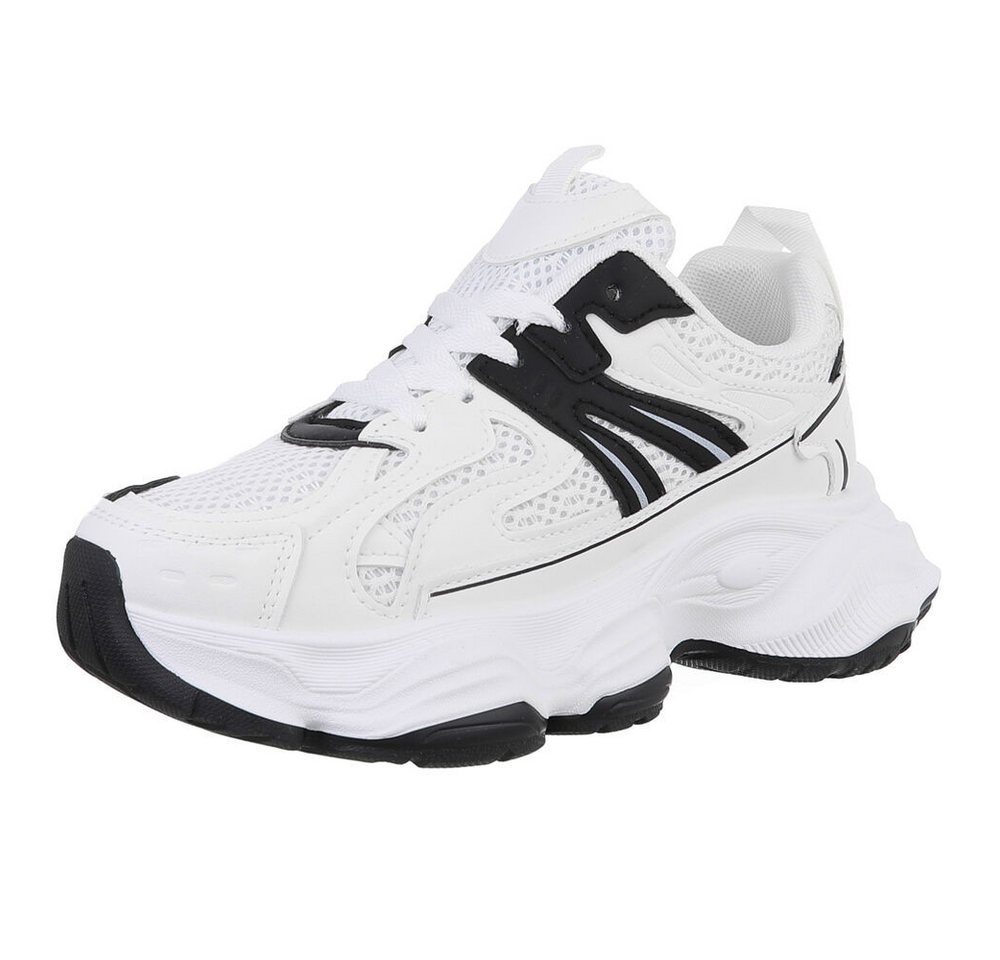 Ital-Design Damen Low-Top Freizeit Sneaker (88930578) Keilabsatz/Wedge Sneakers Low in Weiß