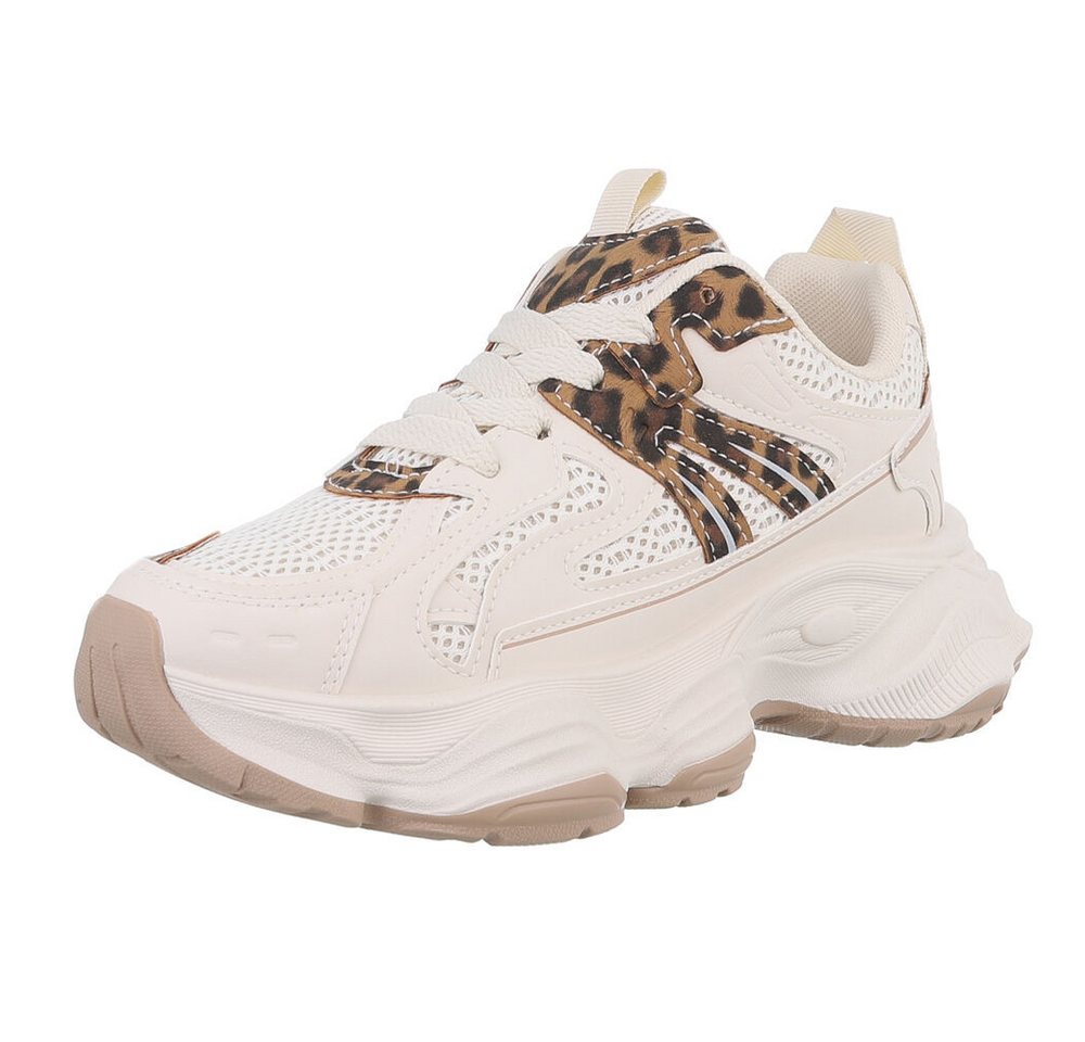 Ital-Design Damen Low-Top Freizeit Sneaker (88930583) Keilabsatz/Wedge Sneakers Low in Beige