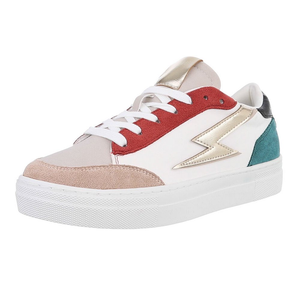Ital-Design Damen Low-Top Freizeit Sneaker (88930618) Flach Sneakers Low in Weiß