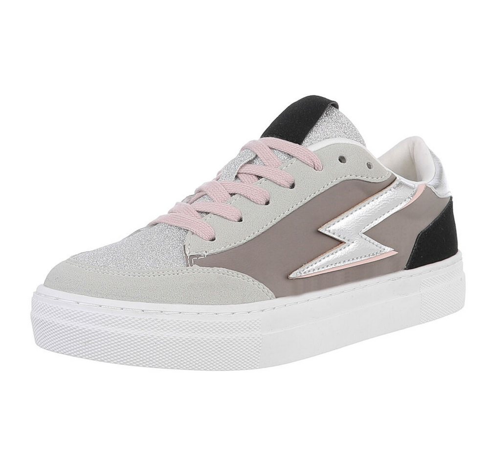 Ital-Design Damen Low-Top Freizeit Sneaker (88930627) Flach Sneakers Low in Grau