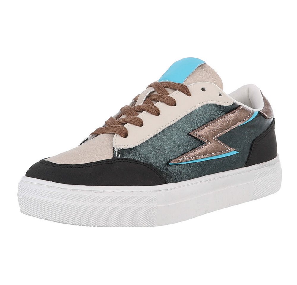 Ital-Design Damen Low-Top Freizeit Sneaker (88930628) Flach Sneakers Low in Grün
