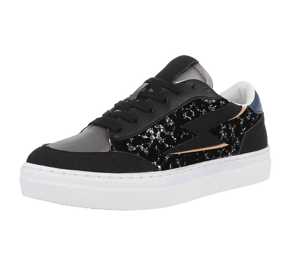Ital-Design Damen Low-Top Freizeit Sneaker (88930645) Flach Sneakers Low in Schwarz