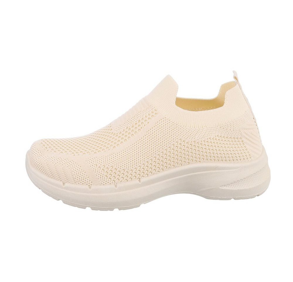 Ital-Design Damen Low-Top Freizeit Sneaker (beige)