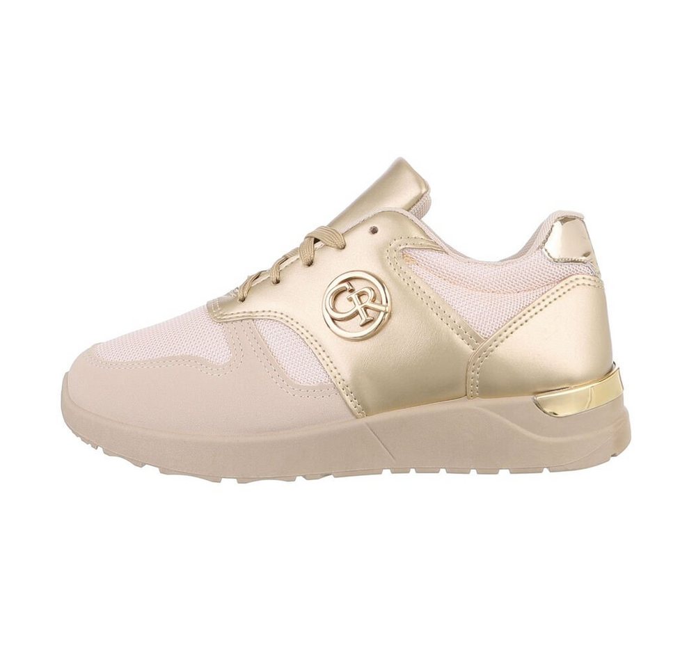 Ital-Design Damen Low-Top Freizeit Sneaker Flach Sneakers Low in Beige