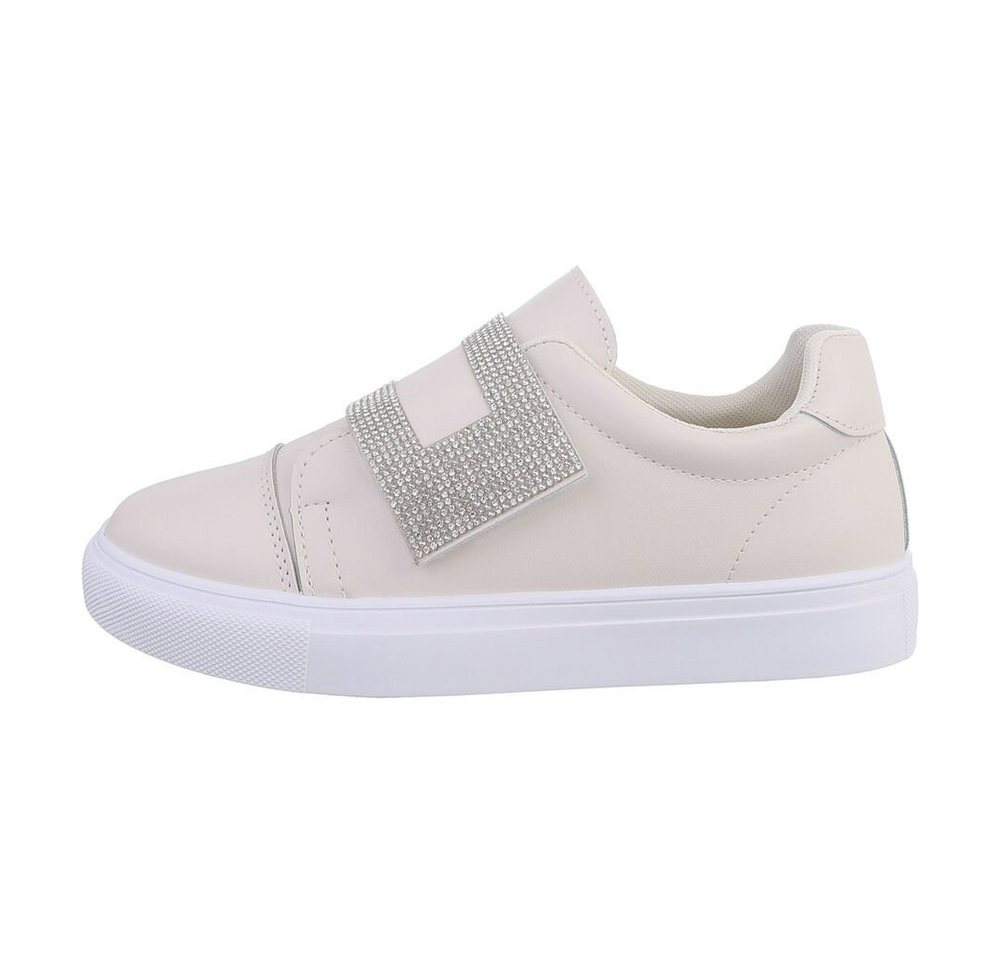 Ital-Design Damen Low-Top Freizeit Sneaker Flach Sneakers Low in Beige