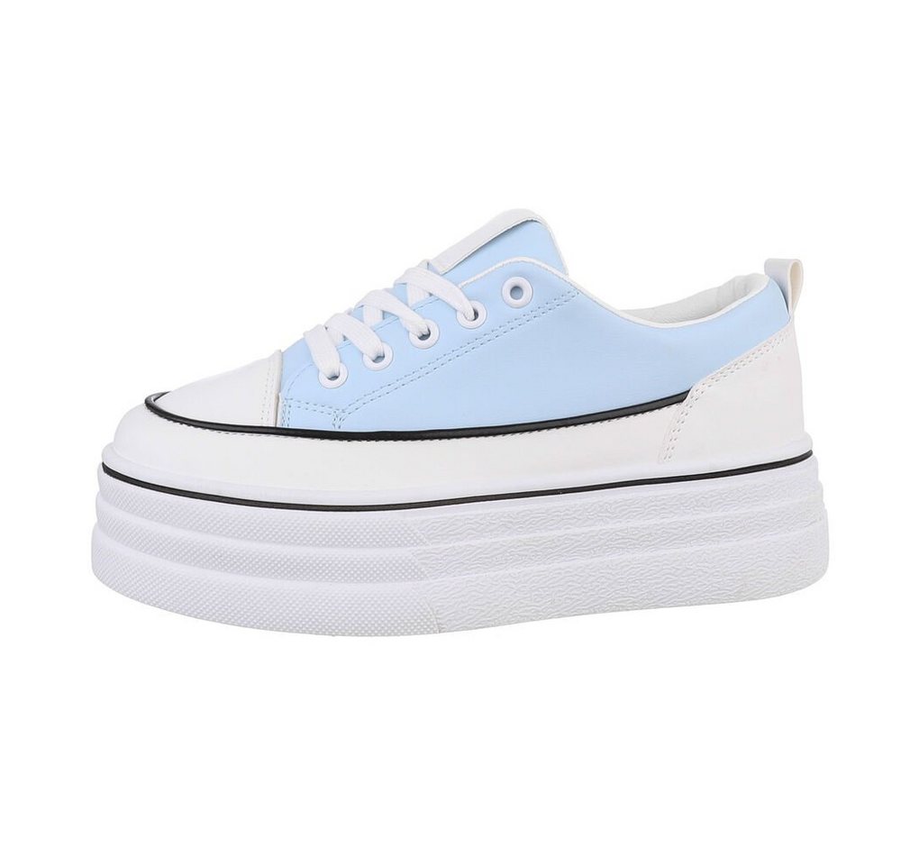 Ital-Design Damen Low-Top Freizeit Sneaker Flach Sneakers Low in Blau