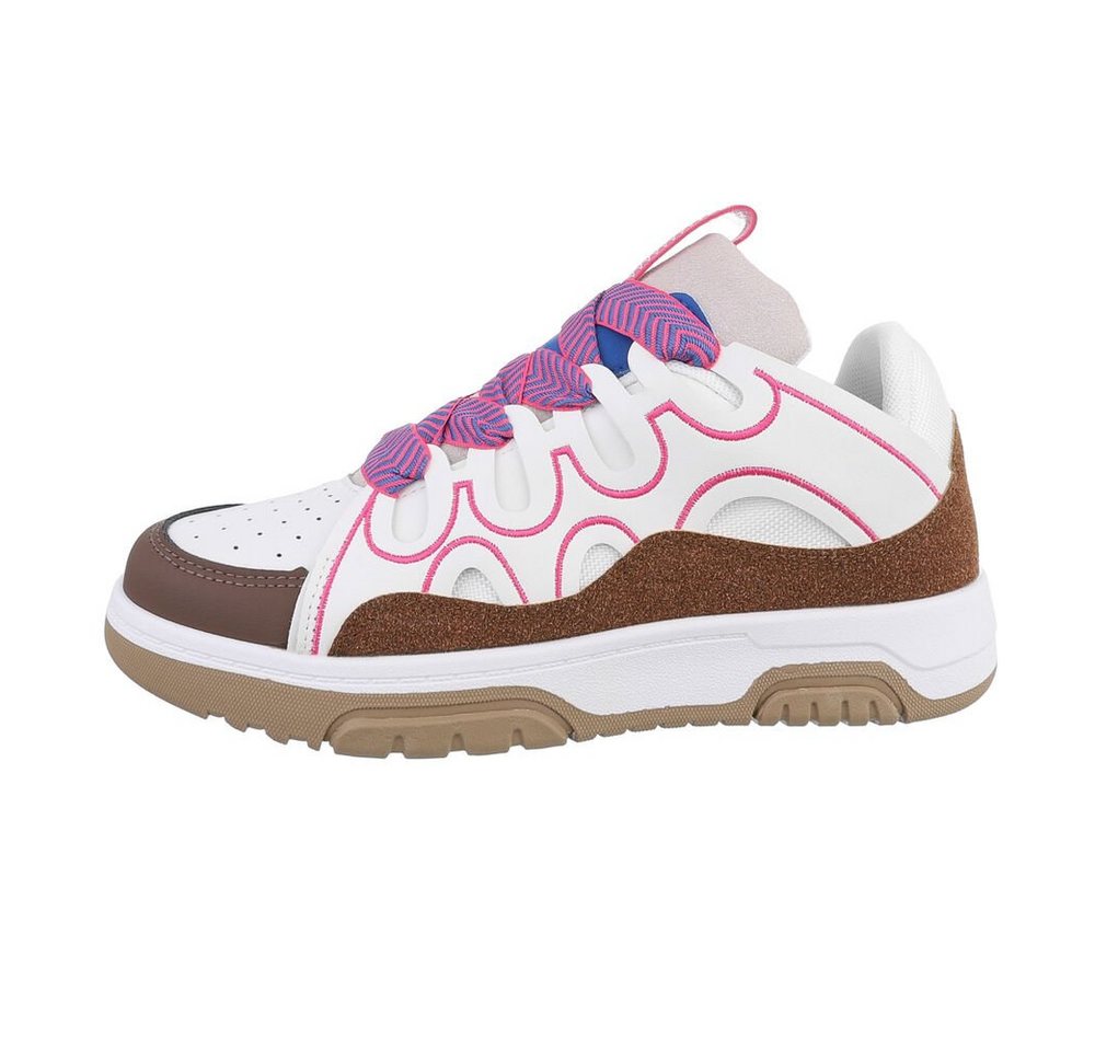 Ital-Design Damen Low-Top Freizeit Sneaker Flach Sneakers Low in Pink