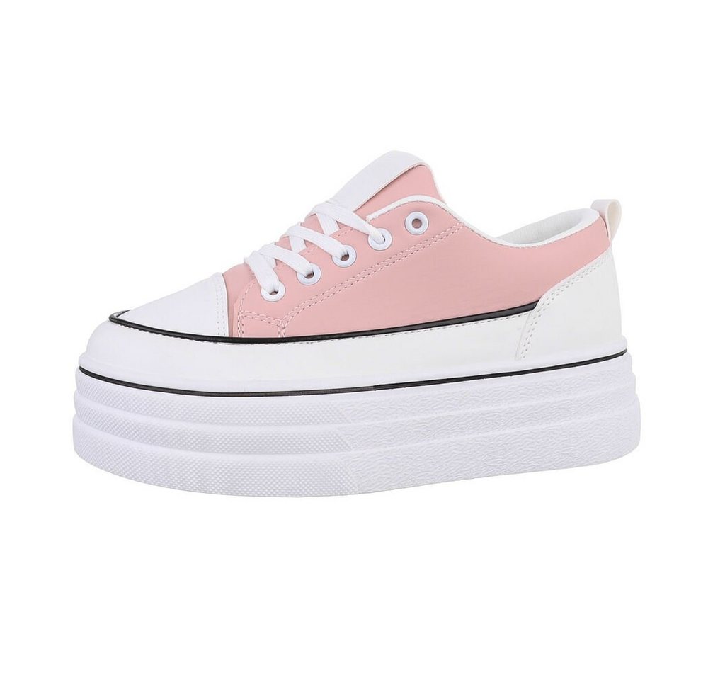 Ital-Design Damen Low-Top Freizeit Sneaker Flach Sneakers Low in Rosa