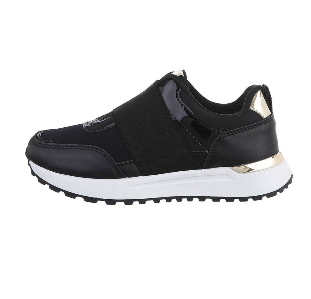 Ital-Design Damen Low-Top Freizeit Sneaker Flach Sneakers Low in Schwarz