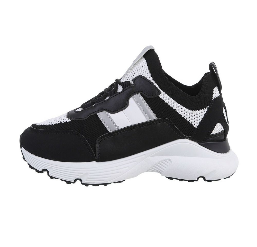 Ital-Design Damen Low-Top Freizeit Sneaker Flach Sneakers Low in Schwarz (schwarz)