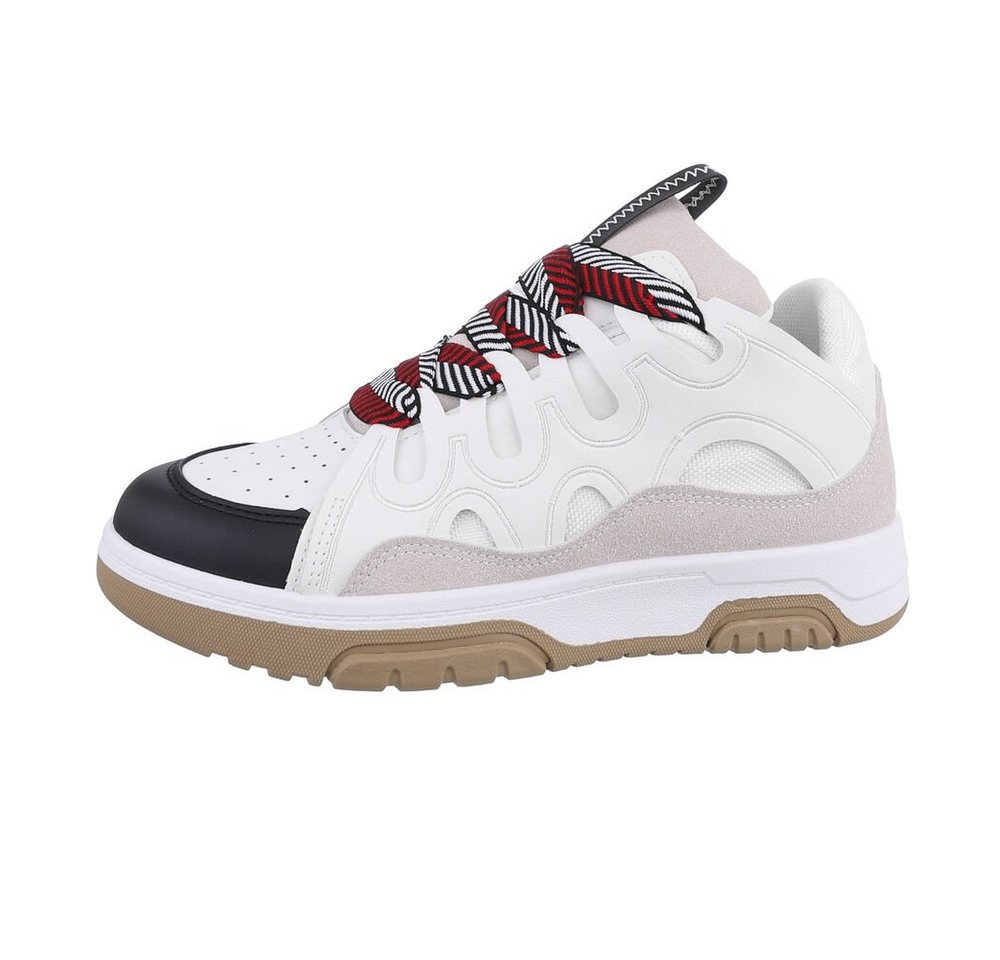 Ital-Design Damen Low-Top Freizeit Sneaker Flach Sneakers Low in Schwarz