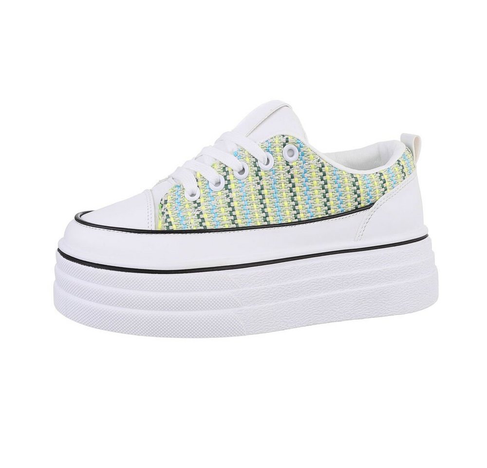 Ital-Design Damen Low-Top Freizeit Sneaker Flach Sneakers Low in Weiß