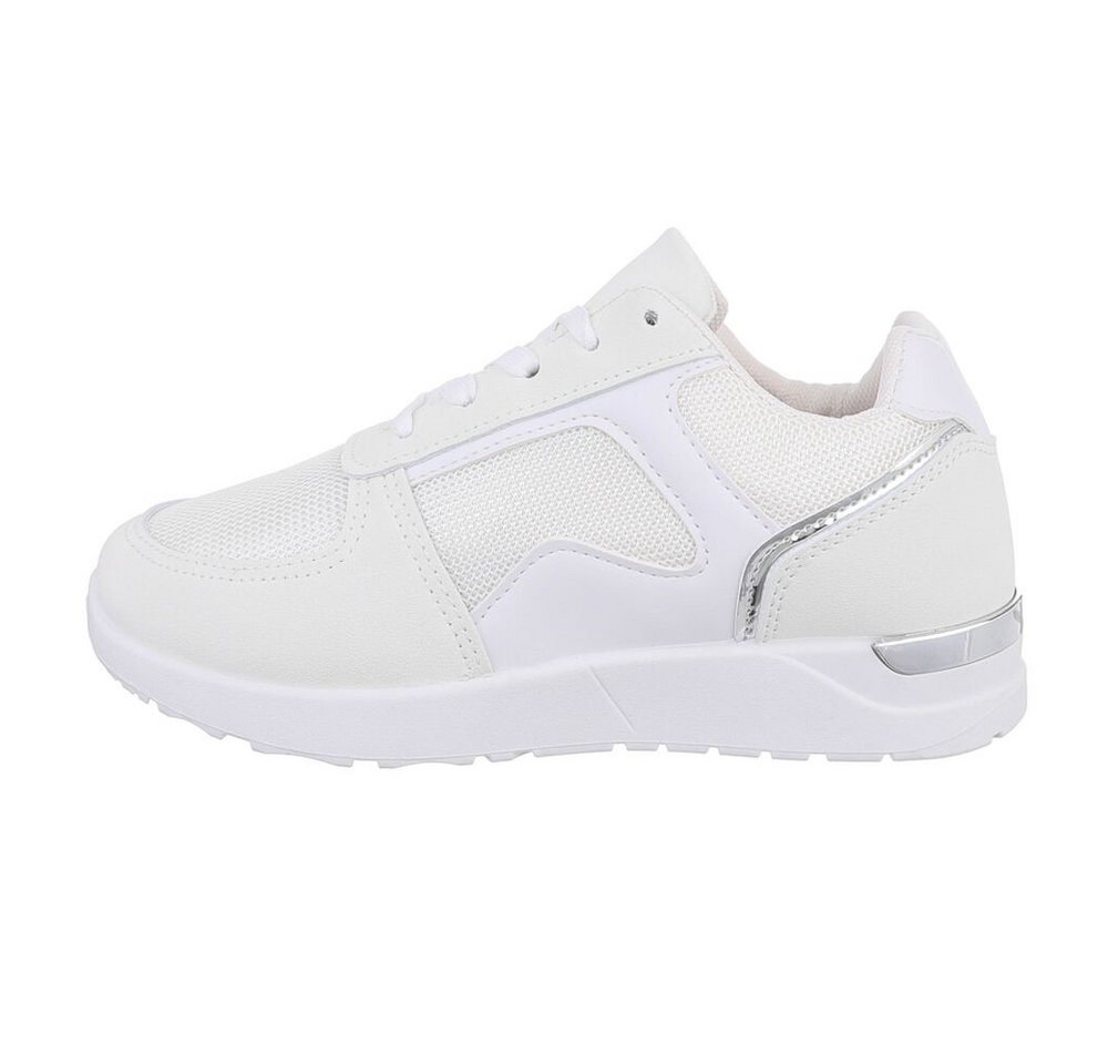 Ital-Design Damen Low-Top Freizeit Sneaker Flach Sneakers Low in Weiß