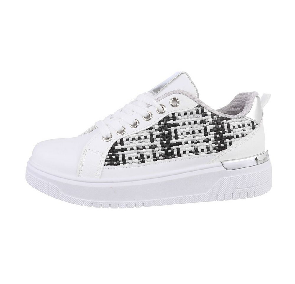 Ital-Design Damen Low-Top Freizeit Sneaker Keilabsatz/Wedge Sneakers Low in Weiß