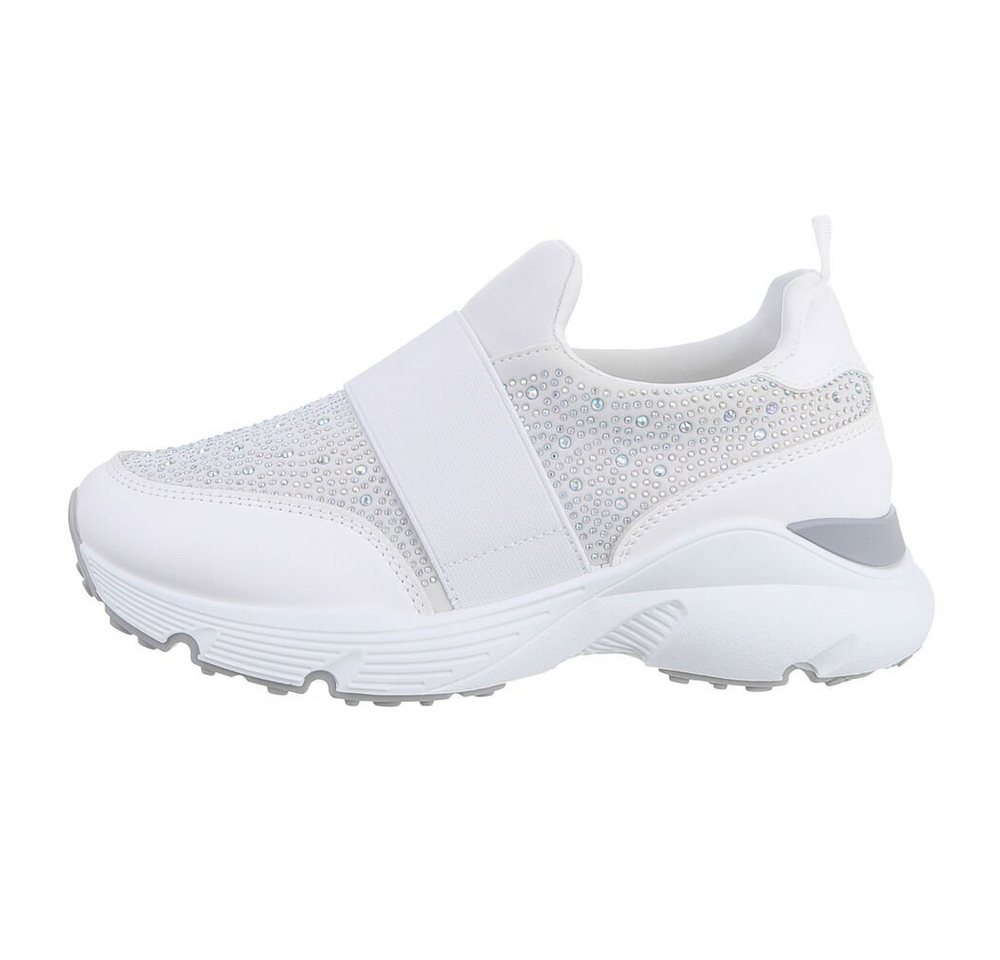 Ital-Design Damen Low-Top Freizeit Sneaker Keilabsatz/Wedge Sneakers Low in Weiß