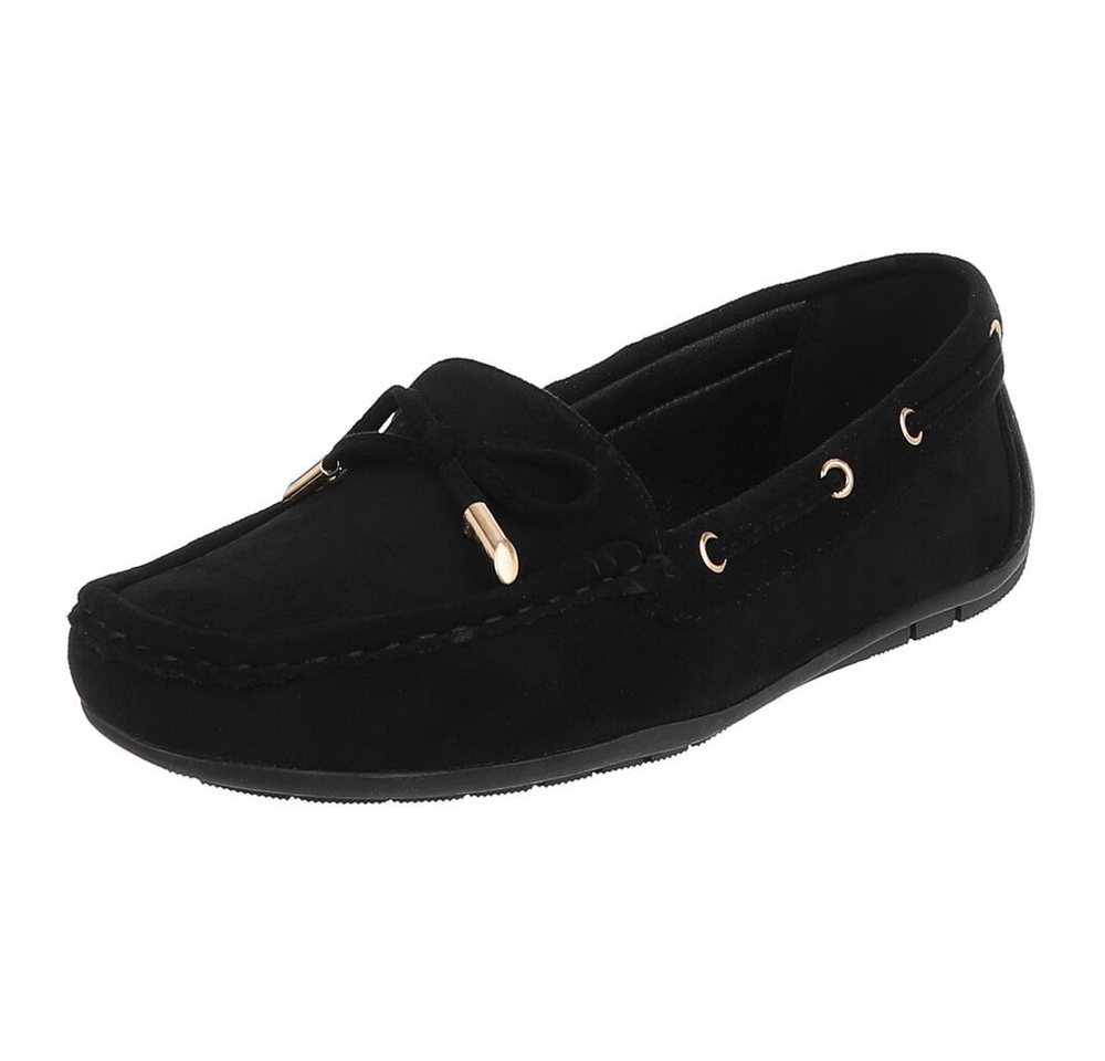 Ital-Design Damen Mokassin mit elegantem Design und optimalem Komfort Slipper (91261000) Flach Mokassins in Schwarz
