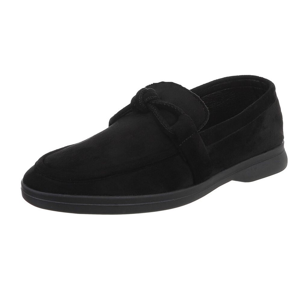 Ital-Design Damen Mokassin mit Schleife – Komfortabler Freizeit-Schuh Slipper (90033021) Blockabsatz Mokassins in Schwarz