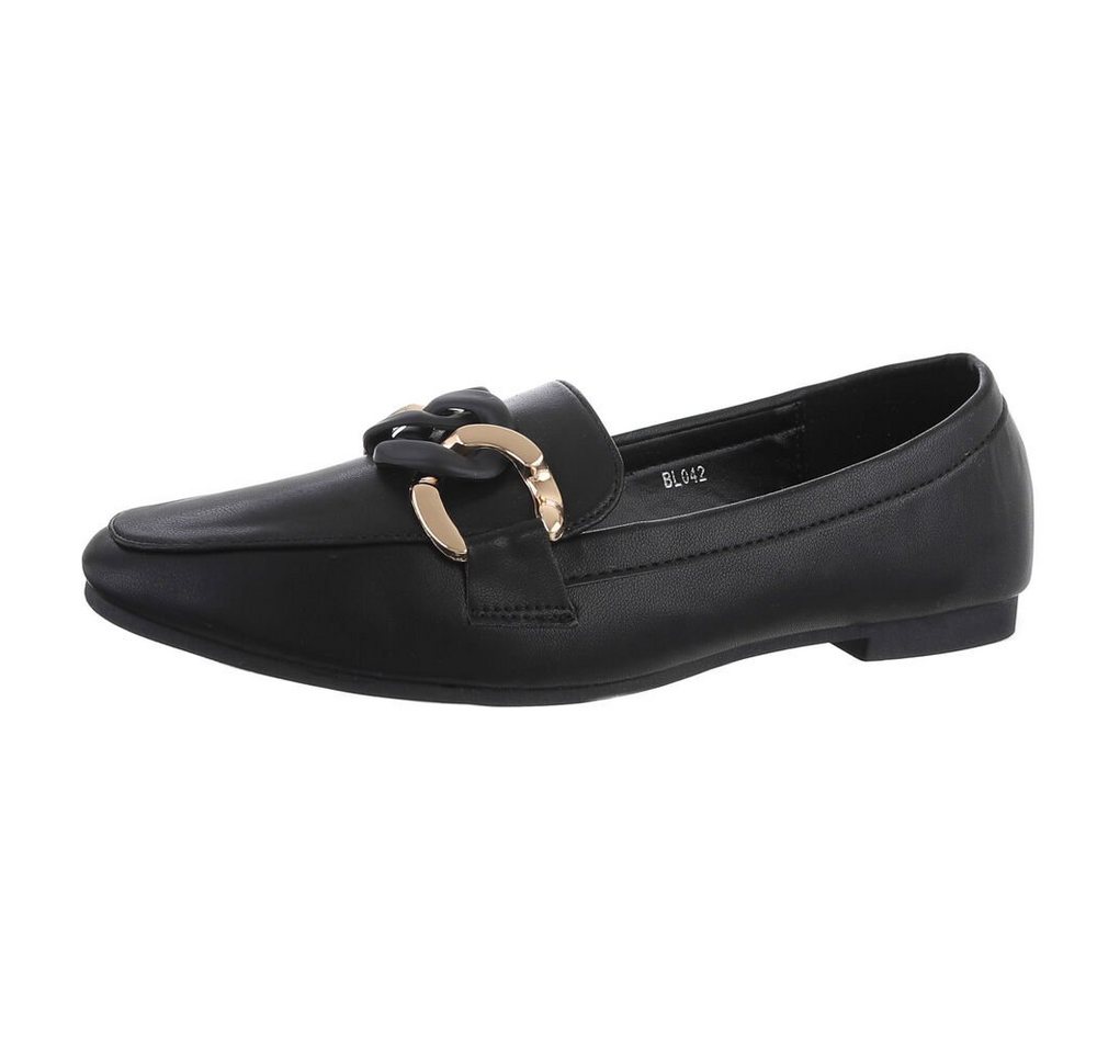 Ital-Design Damen Mokassins Freizeit Slipper (79598956) Blockabsatz Mokassins in Schwarz