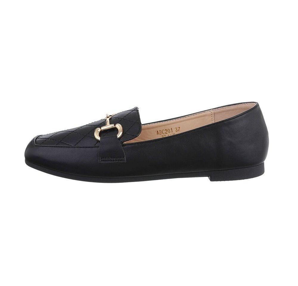 Ital-Design Damen Mokassins Freizeit Slipper (82095899) Blockabsatz Mokassins in Schwarz