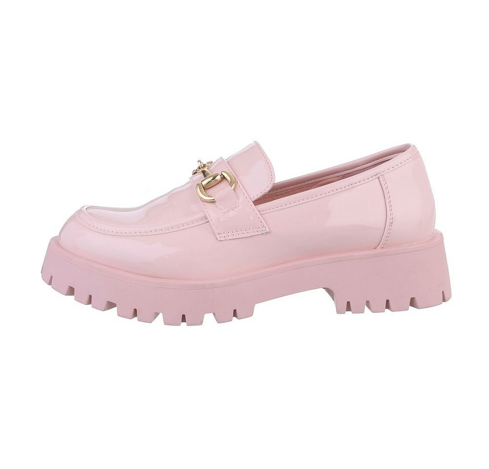 Ital-Design Damen Mokassins Freizeit Slipper (85757833) Blockabsatz Mokassins in Rosa
