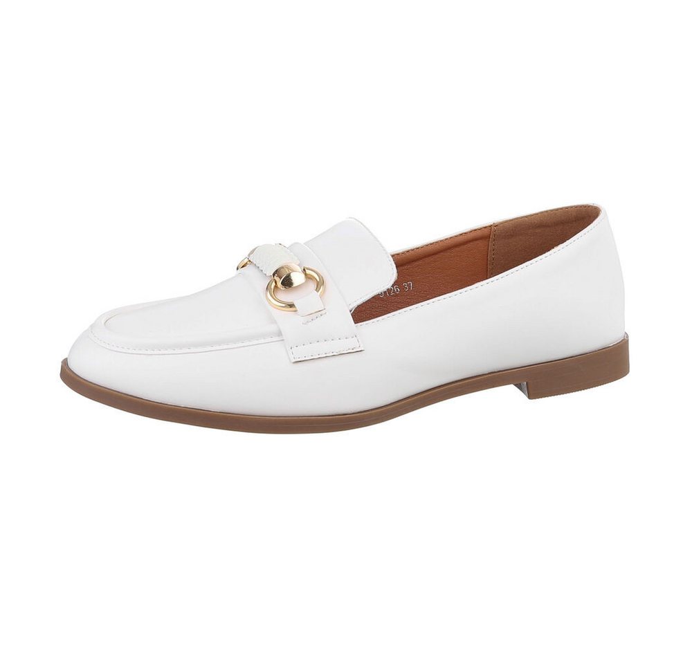 Ital-Design Damen Mokassins Freizeit Slipper (86188254) Blockabsatz Mokassins in Weiß