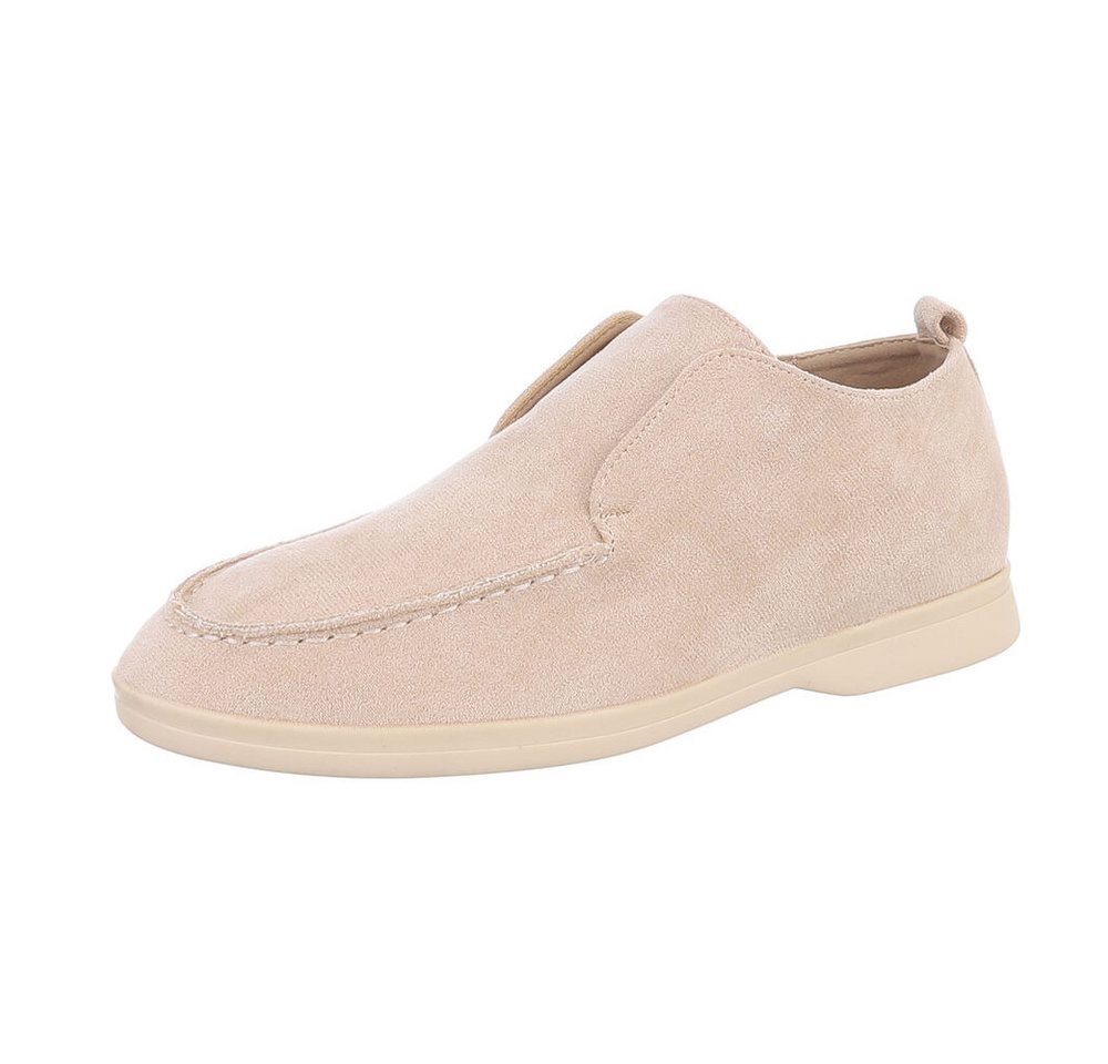 Ital-Design Damen Mokassins Freizeit Slipper (87117971) Blockabsatz Mokassins in Beige