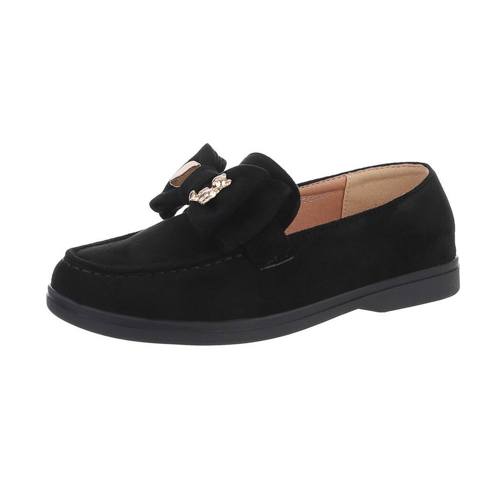 Ital-Design Damen Mokassins Freizeit Slipper (87118041) Blockabsatz Mokassins in Schwarz