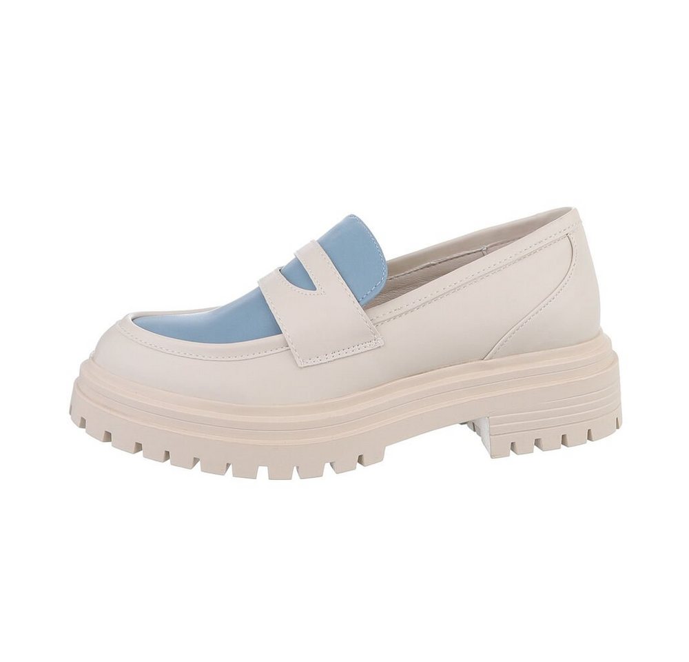 Ital-Design Damen Mokassins Freizeit Slipper Blockabsatz Mokassins in Schwarz